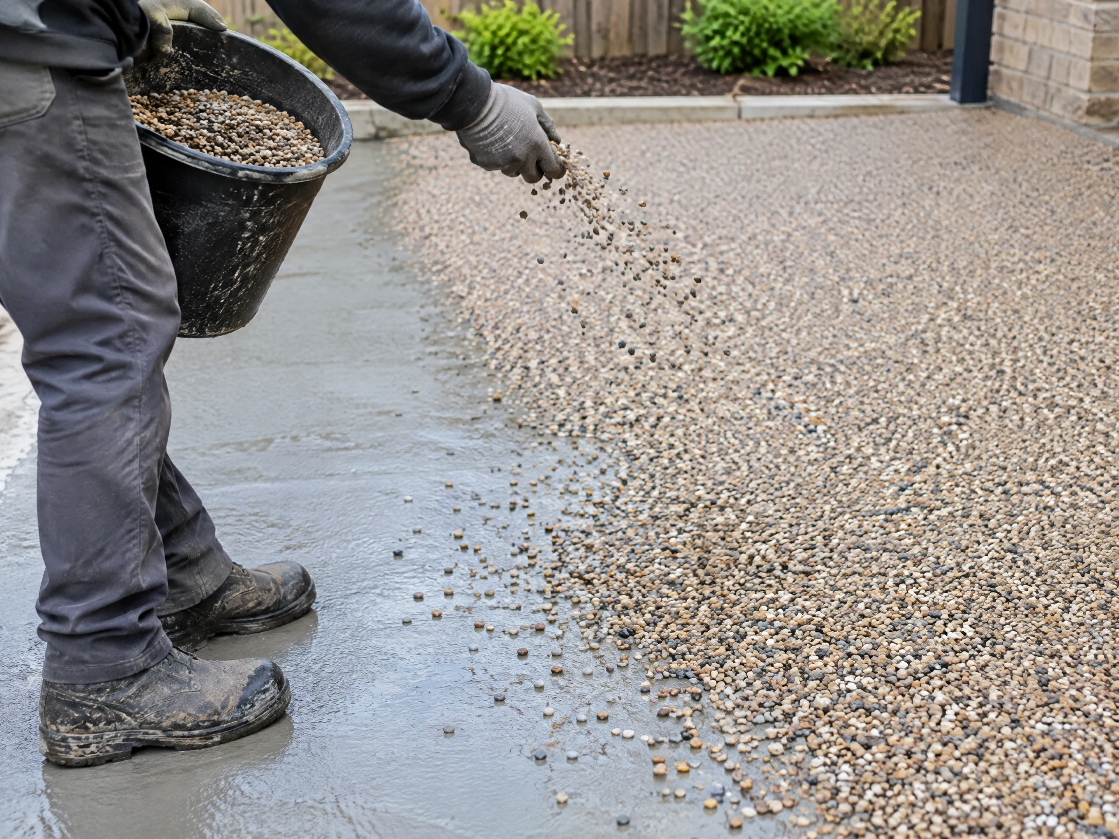 Exposed Aggregate Resurfacing application detail without branding